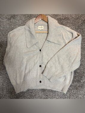 LOULOU DE SAISON Yak Wool Cardigan Women’s M Grey Soft Knit Luxury Sweater